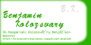 benjamin kolozsvary business card